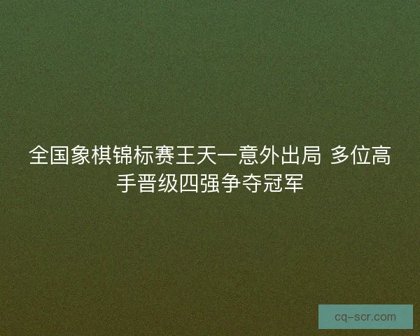 全国象棋锦标赛王天一意外出局 多位高手晋级四强争夺冠军